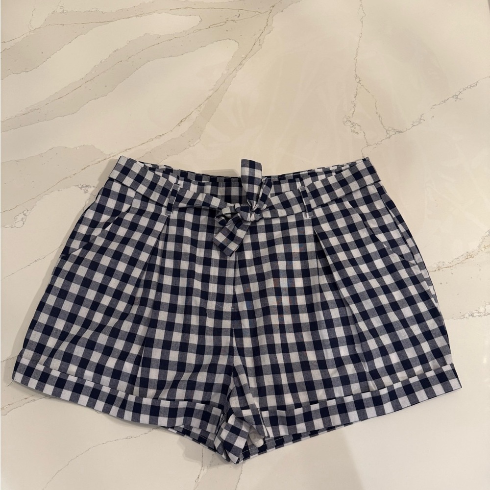 Navy Gingham Women Shorts